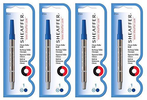 Sheaffer Rollerball Classic Pen Refills, Medium Point, Blue Ink, 4-PACK (97325)