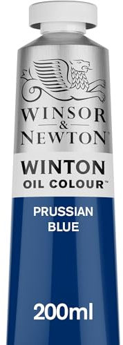 Winsor & Newton 1437538 Winton, feine hochwertige Ölfarbe - 200ml Tube mit gleichmäßiger Konsistenz, Lichtbeständig, hohe Deckkraft, Reich an Farbpigmenten - Preußischblau