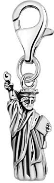 Quiges Charm Anhänger Die Freiheitsstatue 925 Silber mit Karabinerverschluss für Bettelarmband