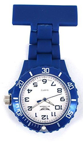 Prince London NY New York rubberised plastic nurses fob watch with pin - Dark Blue with White face