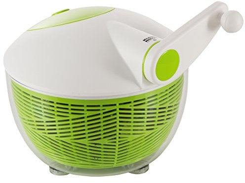 Salatschleuder 26 cm, weiss/grün - mit Stopptaste auf dem Deckel