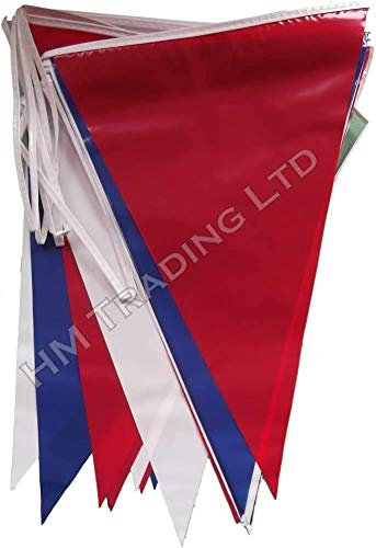 Red White Blue Pennant Flag Bunting Banner 20 Flags 10M - 32 feet Long