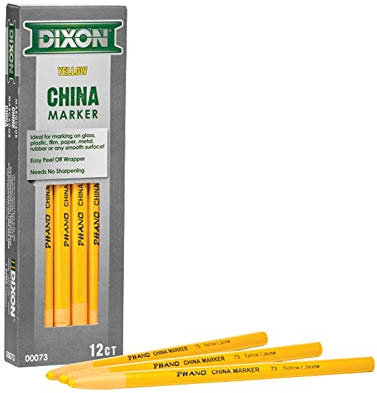 Dixon 73 Lot de 12 marqueurs à mine grasse Jaune