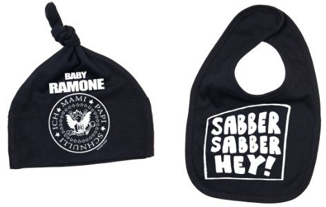 Racker-n-Roll Baby Ramone Sabber Sabber Hey Lätzchen & Mütze Set, Black