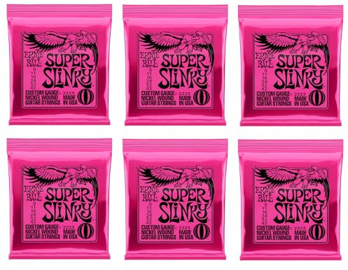 Ernie Ball, Super Slinky Nickel Wound, Corde per chitarra elettrica, confezione da 6, diametro 9-42