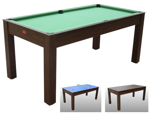 Tavolo da Biliardo 3 in 1 - Biliardo, Ping Pong e Tavolo da Pranzo - Modello Advance Multi (185 cm) - Color Legno