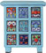 Just Contempo Ethnic Indian Style Mini Chest of 9 Ceramic Drawers – Storage for Jewellery, wood, Blue Mosaic