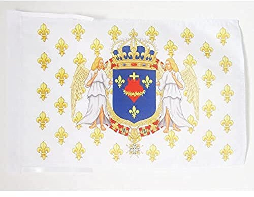 AZ FLAG - Drapeau Royaume de France Anges Sacré Cœur - 45x30 cm - Pavillon Royaliste Pavillon du Roi Ancien Régime Jésus 100% Polyester avec Deux Cordelettes - 20g