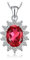 JewelryPalace Ovalschliff 3.2ct Erstellt Rubin Kette Anhänger 45CM, Rot Schmuck Set, Halskette Silber 925 Collier Damen Ketten Edelstein Mädchen, Schmuck mit Stein Frauen Jahrestag