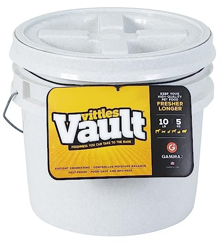 Gamma2 Vittles Vault Hundefutter-Aufbewahrungsbehälter, 10-Pfund, Weiß, Minimalistisch, Luftdicht und Insektensicher