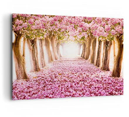 Deco Cadre Décoration Salon Arbre fleurs cerise nature Moderne Impression sur Toile 120x80cm Image Tableau Decoration Murale Chambre Horizontal Art Wall Grand Tableaux Decoratifs Muraux AA120x80-2794