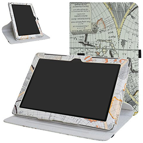 Asus Zenpad Z300CX / Z300M / Z300C Rotating Coque,Mama Mouth 360 Degree Rotating PU Cuir debout Fonction Housse Coque Étui Couverture pour 10.1 Asus ZenPad 10 Z300C Z300CG Z300CL Android Tablette, Map