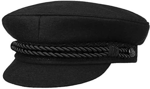 HAMMABURG Elbsegler Mütze Schwarz für Herren - traditionelle Kapitänsmütze mit Innenfutter - Matrosenmütze aus Tuch - Größe 58 cm - Schirmmütze mit Kordel, kurzem Visor und schwarzen Knöpfen