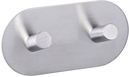 WENKO Wandhaken Duo Edelstahl matt - selbstklebend, Edelstahl rostfrei, 10 x 5 x 2.8 cm, Matt