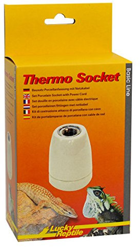 Lucky Reptile Thermo Socket - Douille en Porcelaine avec Filetage - Douille E27 avec câble d'alimentation & matériel de Montage - Idéale pour Lampes 150 W Max.- Accessoires pour terrariums
