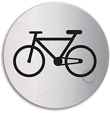 Cartello Parcheggio Biciclette | Targhette Targa acciaio inox Ø 75 mm autoadesivo No.39240