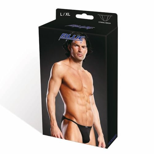 Blueline Men's Microfiber String Bikini, Black, Large/X-Large