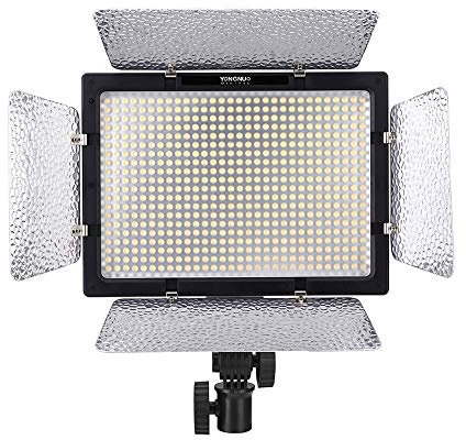 YONGNUO YN-600 LED Videoleuchte: 600 LEDs, 4680LM, Infrarot-Fernbedienung, 3 Kanäle, 2 Filter (Weiß, Orange), Kompatibel mit DSLR Camcorder, Stativ & Handgriff
