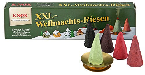 KNOX XXL Räucherkerzen - Weihnachtsriesen mit Räucherschale - Menge: 5 Stück - Made in Germany