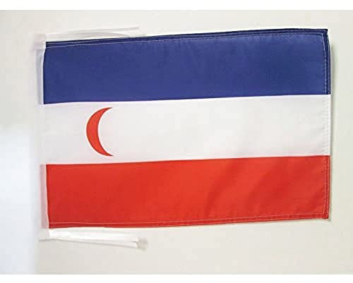 AZ FLAG - Drapeau Protectorat français de Madagascar 1882-1897 - 45x30 cm - Pavillon Malgache 100% Polyester Avec Deux Cordelettes - 20g