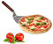 Relaxdays - Pala para Pizza Redonda, Madera, Plateado, 32x16.5x8 cm