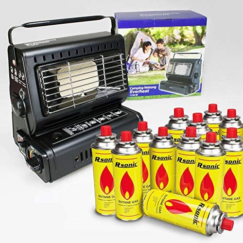 Angel Domäne Butangas Camping Heizung Everheat 1150W incl. 12 Kartuschen