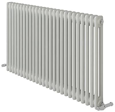 iBathUK Regency Horizontal Column Radiator, Double Panel Radiators, 600x1190mm Slim Radiator, Wall Mounted for Bathroom,Kitchen,Living Room- White