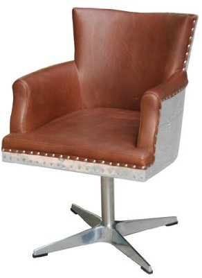 Drehsessel Witney Vintage Leder Aluminium Echtleder Sessel Columbia Brown Hellbraun
