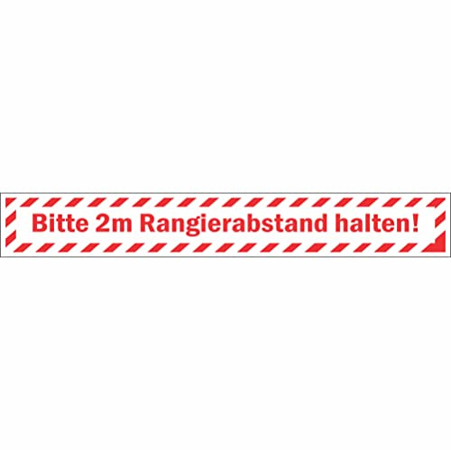 Indigos UG Aufkleber Hinweisschild für Kfz Bitte 2 m Rangierabstand halten! - 70x10 cm - LKW Auto Lieferdienste - selbstklebender Sicherheits Aufkleber für Tür oder Wand