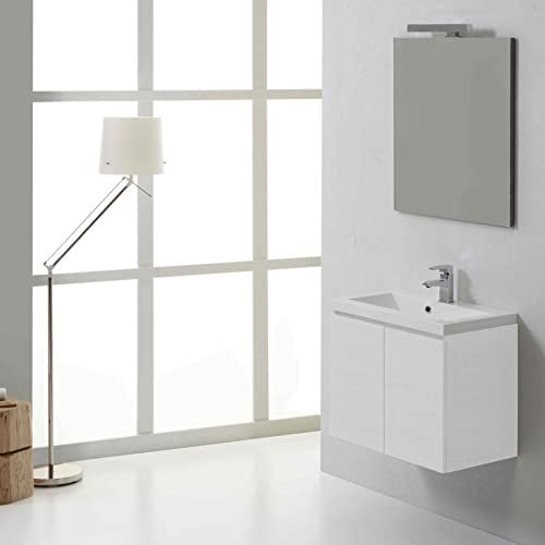 Kiamami Valentina Mobile bagno sospeso 60cm bianco 2 ante, specchio 60x70 | Manhattan