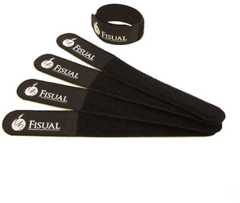 FISUAL Chunky Cable Ties Black 100 Pack | 150mm x 20mm ties hold up to 5-8 cables each, reusable hook-and-loop fastening, keeps power away from AV cables
