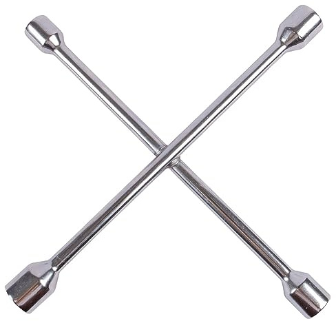 Blackspur 14” Cross Rim/Car Wheel Nut Wrench – Chrome Plated