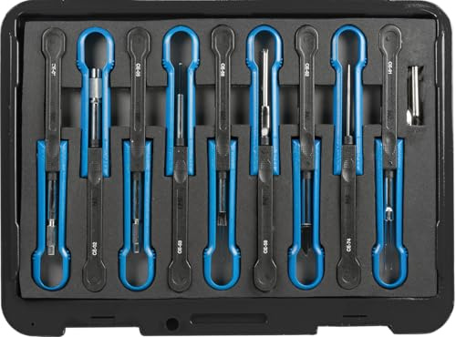 SW-Stahl 32100L Entriegelungswerkzeug-Satz - 9-teilig KFZ Demontage-Set | Universal Ausbau-Werkzeug für Steckverbindungen und Auto Innenverkleidung - Edelstahl mit ergonomischem Kunststoffgriff