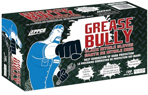 Kunzer Grease Bully Nitril-Einweghandschuhe schwarz - 100 Stück Vorratsbox - 6 Millimeter Nitrilstärke, Größe XL