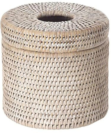 KOUBOO La Jolla Handwoven Rattan Toilet Paper Roll Cover & Tissue Dispenser, White Wash, Wicker