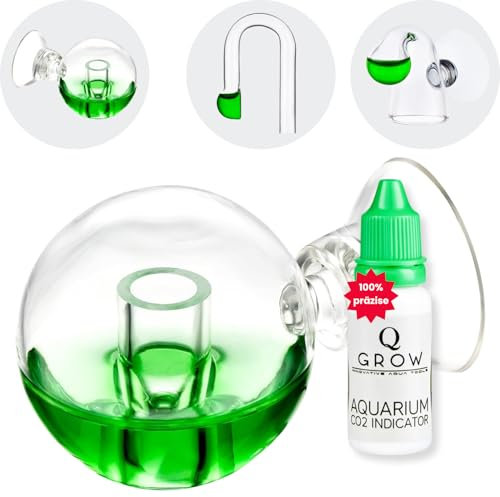 Q-Grow CO2 Dauertest Aquarium, inkl. hochwertige 15 ml Testflüssigkeit, Ball Drop Checker CO2 Test Aquarium, CO2 Tester
