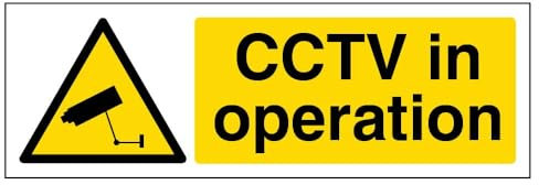 V Safety 63021AX-R Cctv In Operation Sign - Landscape - 300mm x 100mm - 1mm Rigid Plastic, Black/Yellow