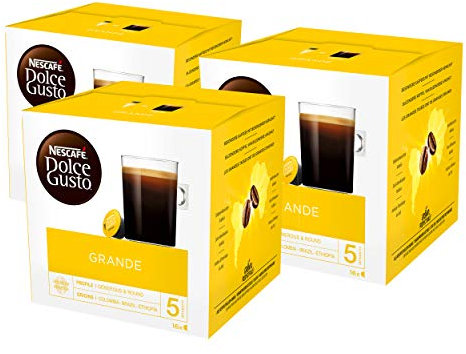 NESCAFÉ Dolce Gusto Grande, 16 Capsules (48 Servetes, lot de 3, Total 48 Capsules)