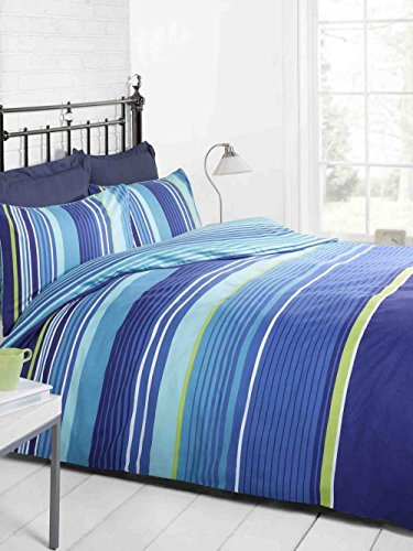 Rapport Bettbezug-Set, Navy-Blau, Grün und Weiß gestreift, für King-Size-Betten