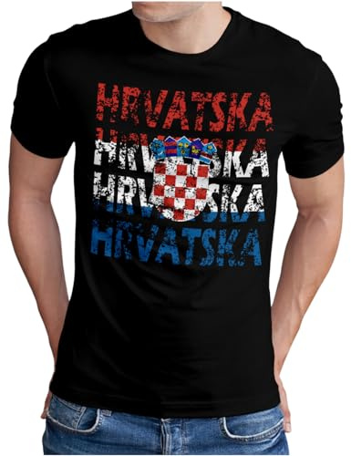 OM3® Hrvatska T-Shirt - Herren - Kroatien Teamshirt Croatia Flagge Fussball WM 2026 Fanshirt II - S - 5XL