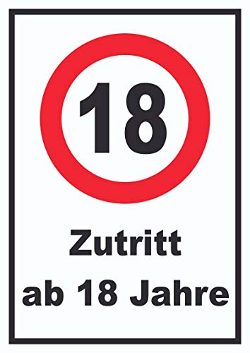 HB-Druck Zutritt ab 18 Jahre Schild A3 Rückseite selbstklebend