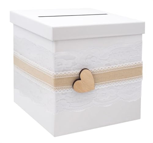 Briefbox ANNA Kartenbox Vintage Herz Spitze Hochzeit Geldgeschenk Weiß