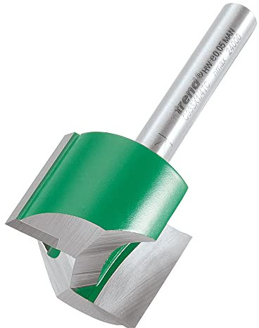 Trend CraftPro Straight Two Flute Router Cutter Bit, 1/4 Inch Shank, 25.4mm Cut Diameter & 19.1mm Cut Length, Tungsten Carbide Tipped, C033X1/4TC