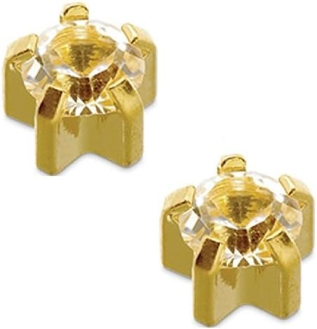 1 DOZ CAFLON MINI CLAW SET CRYSTAL EAR PIERCING STUD