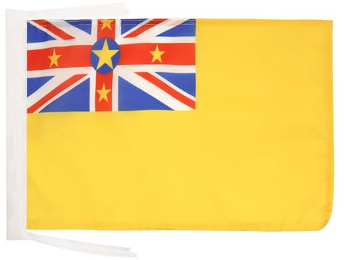 AZ FLAG - Niue Flag - 18'' x 12'' - 100% Polyester Niuean Small Banner with Two Cords - Fade Resistant - Vivid Colors - 18x12 in - 45x30 Cm