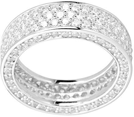 Sterling 925er Silber Pave Ring - THREE CZ LINES - 7