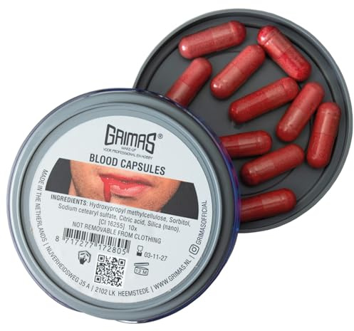 Grimas 10 Capsules Rouge de Faux Sang pour Maquillage