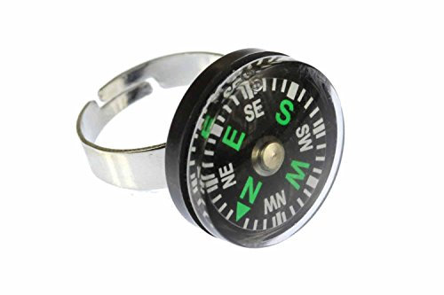 Miniblings Kompass Camping Navigation Ring - Kompass Camping Navigation - Handmade Modeschmuck I Fingerring mit Motiv I verstellbar one Size