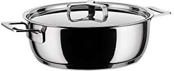Alessi AJM102/24 Pots&Pans Casseruola Bassa a Due Manici in Acciaio Inossidabile 18/10 Lucido