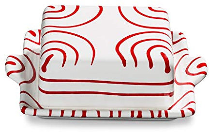 Gmundner Keramik, Rouge flammé, Beurrier (125g), 0182dbgl18